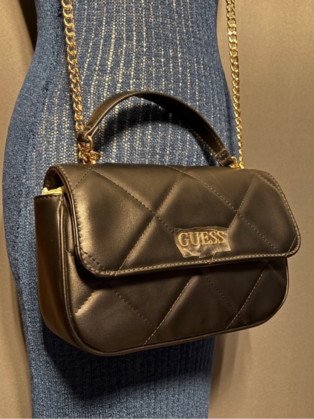 Guess NWT Black Quilted Crossbody Bag - Picture 4 of 12